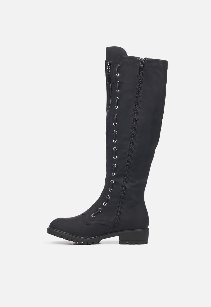 Miss Black - Ryder1 knee length lace-up boot - black