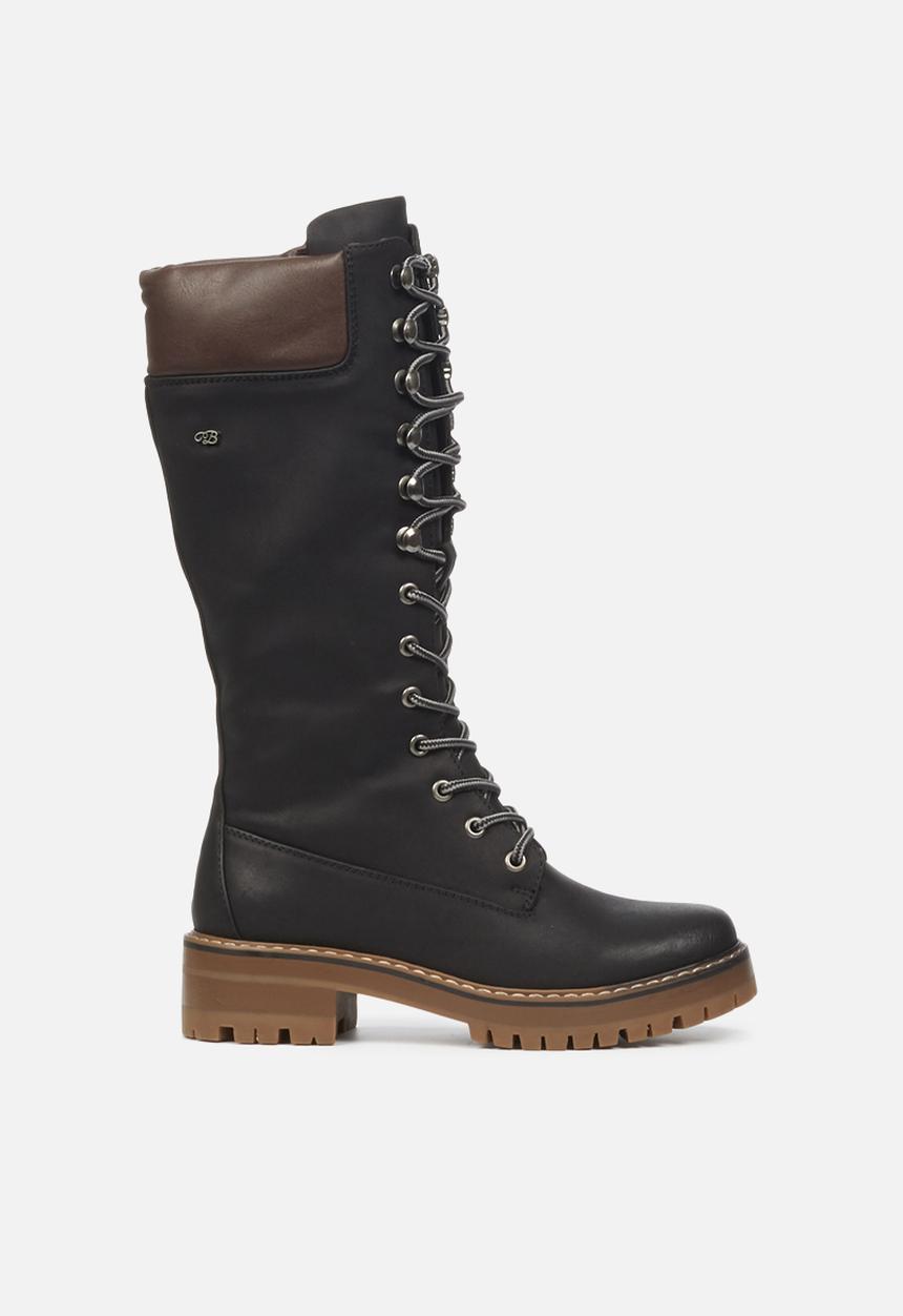 Miss Black - Fox4 knee length lace-up boot - black