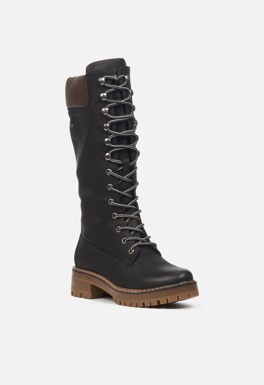 Miss Black - Fox4 knee length lace-up boot - black