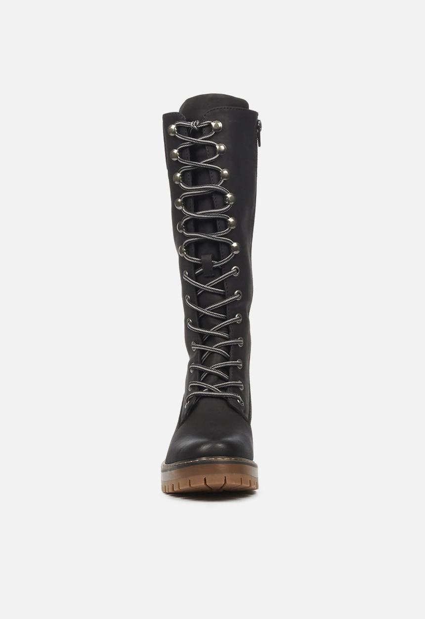Miss Black - Fox4 knee length lace-up boot - black