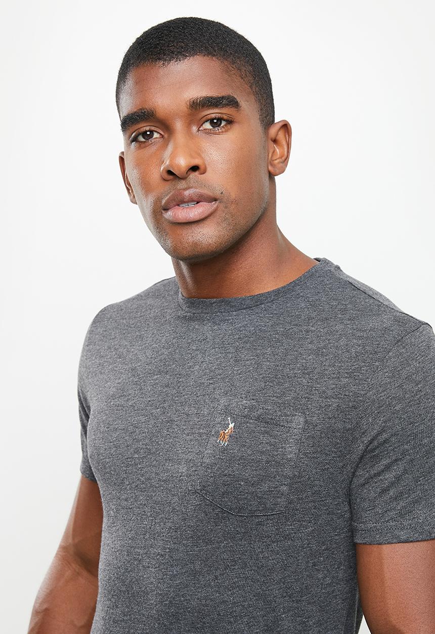 POLO - Men plain pocket short sleeve tee - black