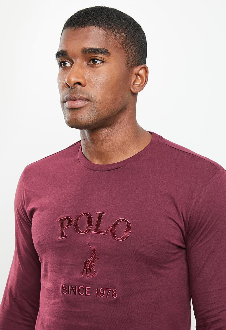 POLO - Men logo long sleeve tee - burgundy