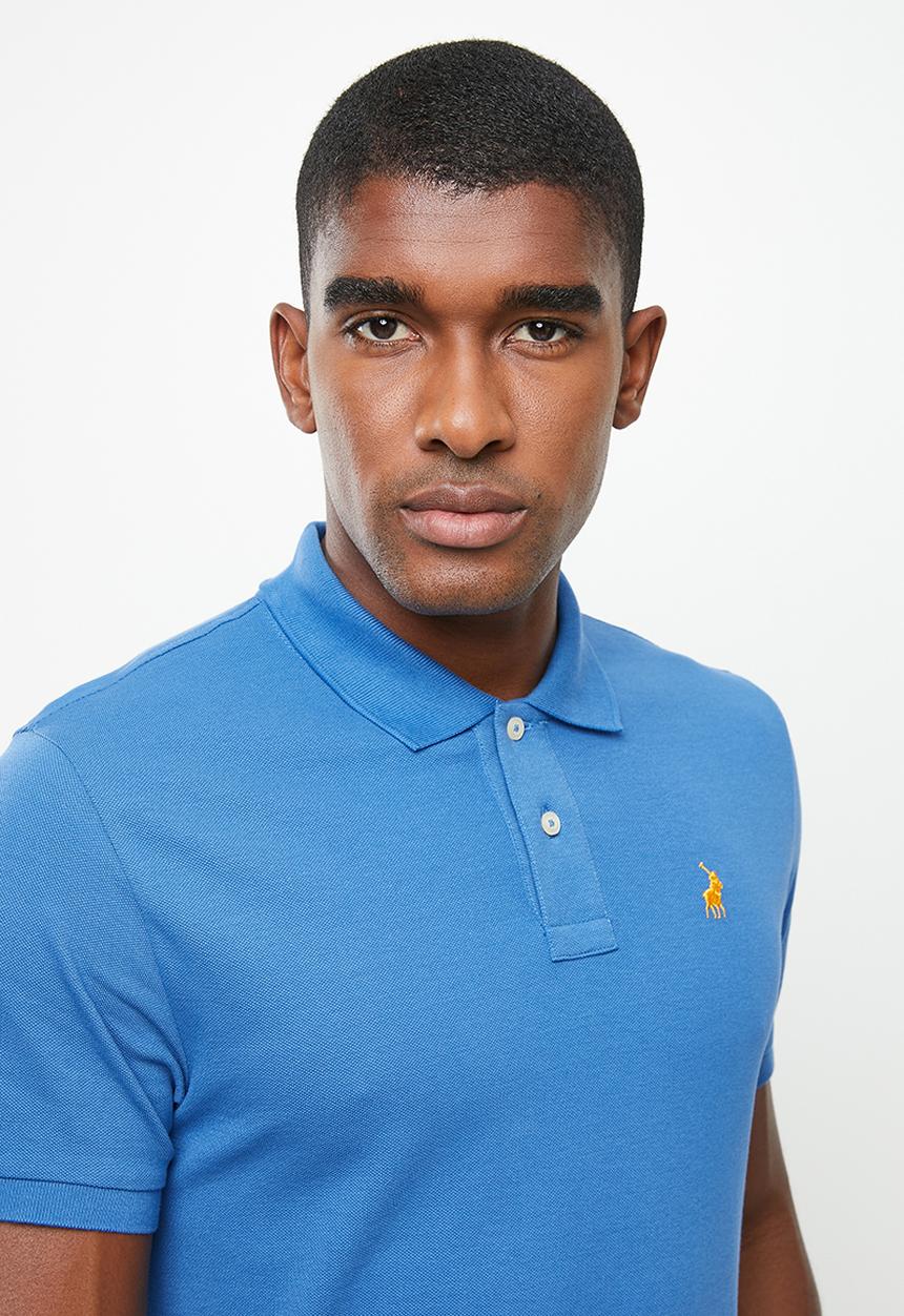 POLO - Mens plain pique short sleeve golfer - blue