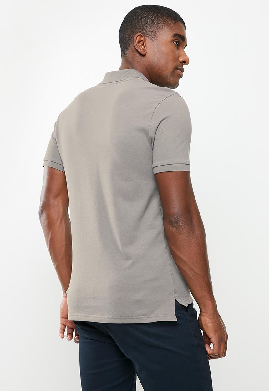 POLO - Mens plain pique short sleeve golfer - grey