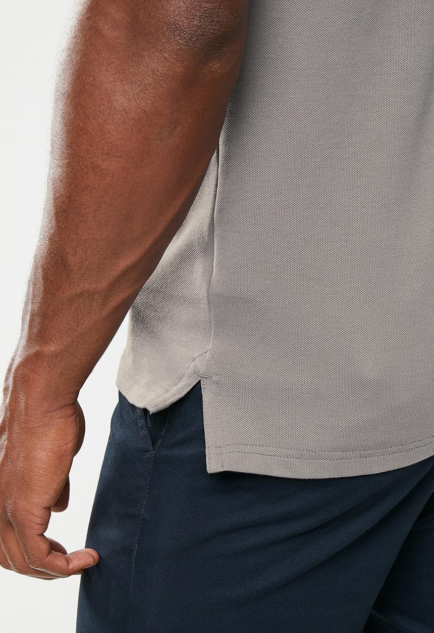 POLO - Mens plain pique short sleeve golfer - grey