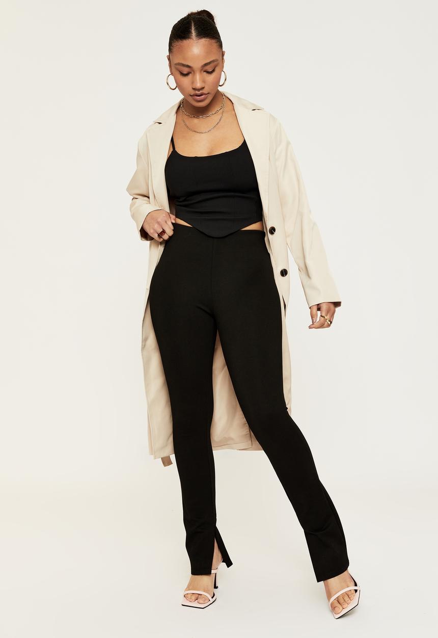 Supré  - Side split pant - black