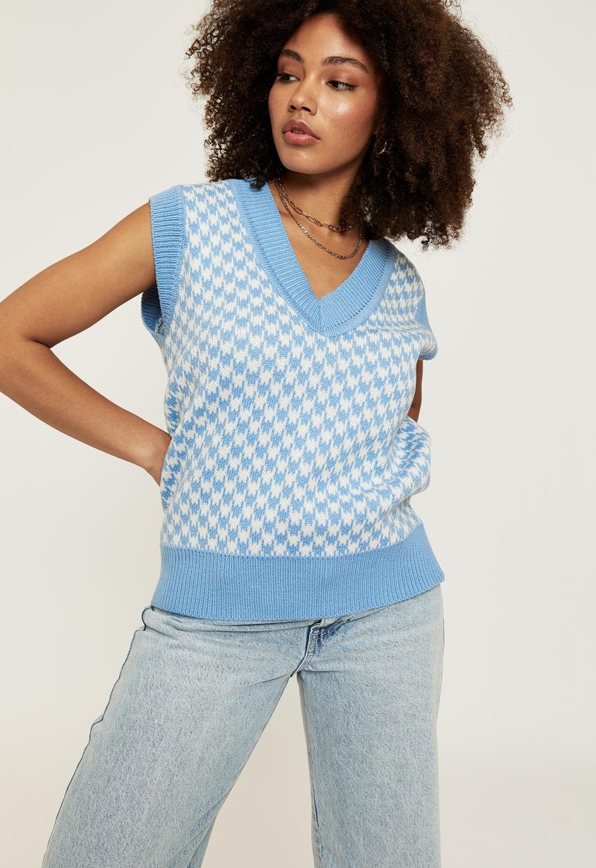 Supré  - Melissa knit vest - cali blue/houndstooth
