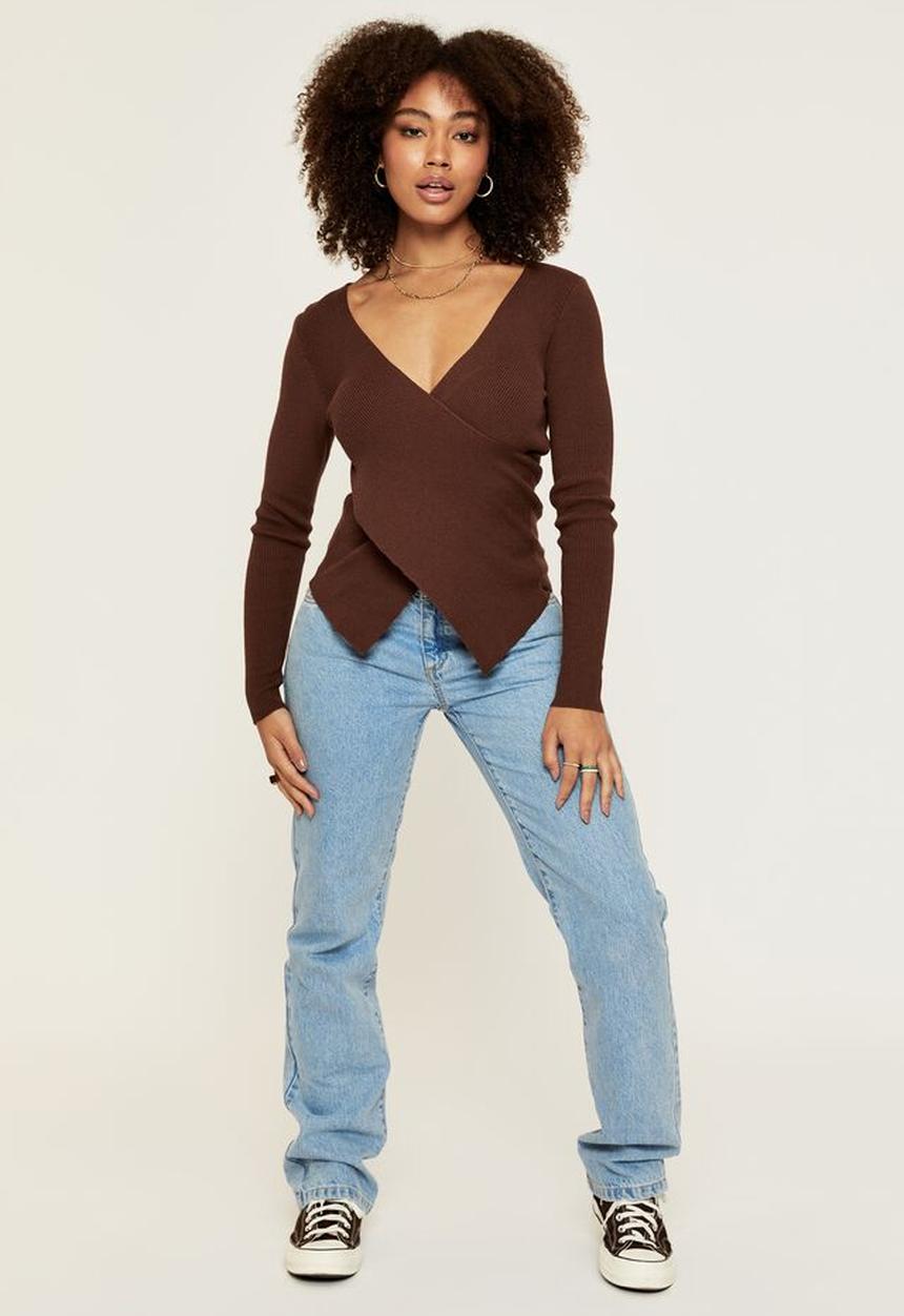Supré  - Honor wrap knit top - choc top
