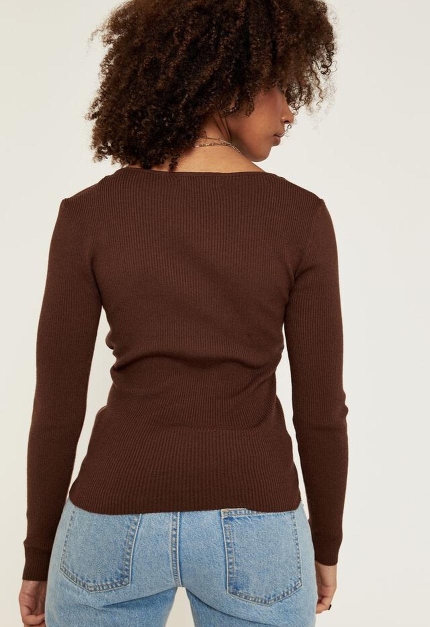 Supré  - Honor wrap knit top - choc top