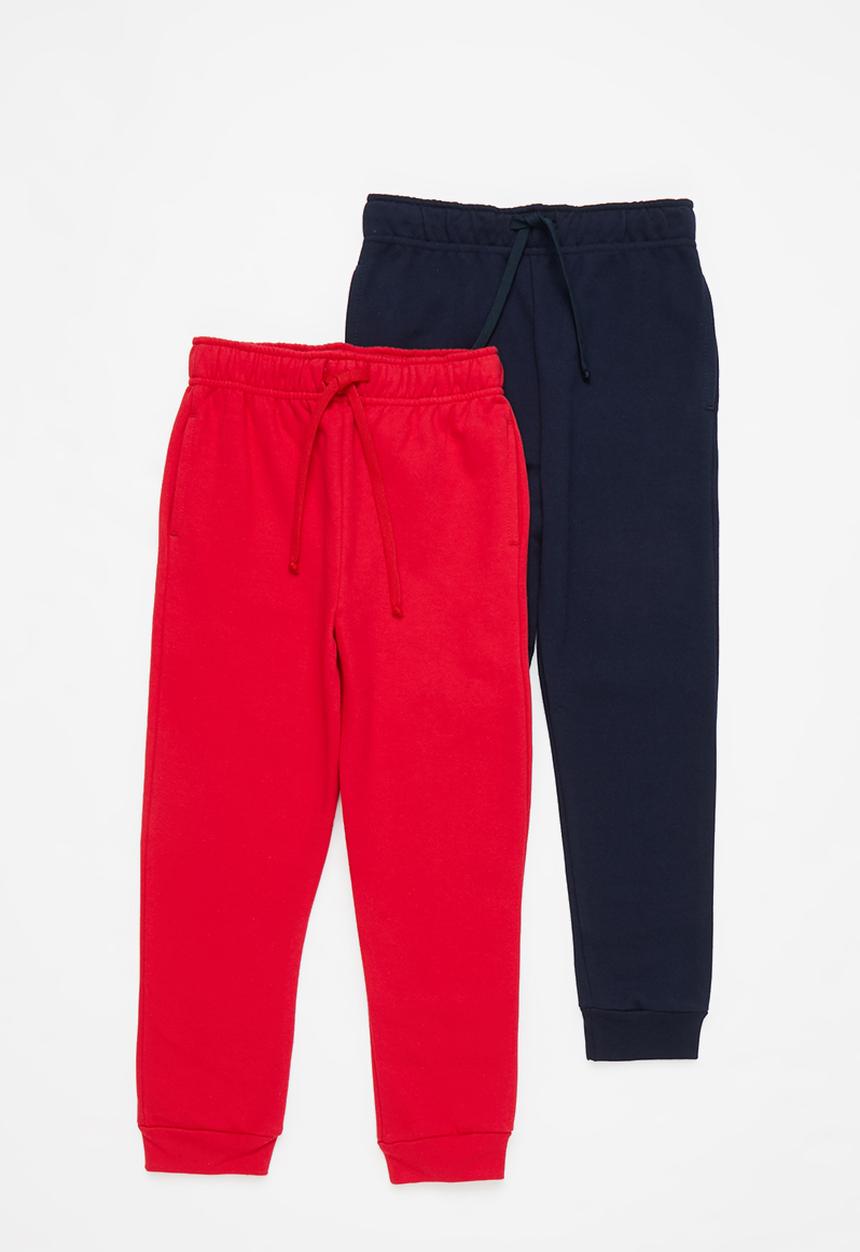 Pop Candy - Boys 2 pack joggers - red & navy