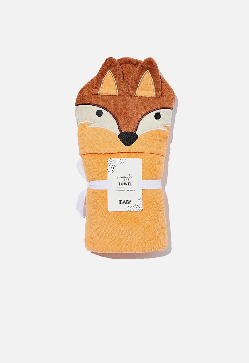 Cotton On - Baby snuggle towel - fox apricot sun