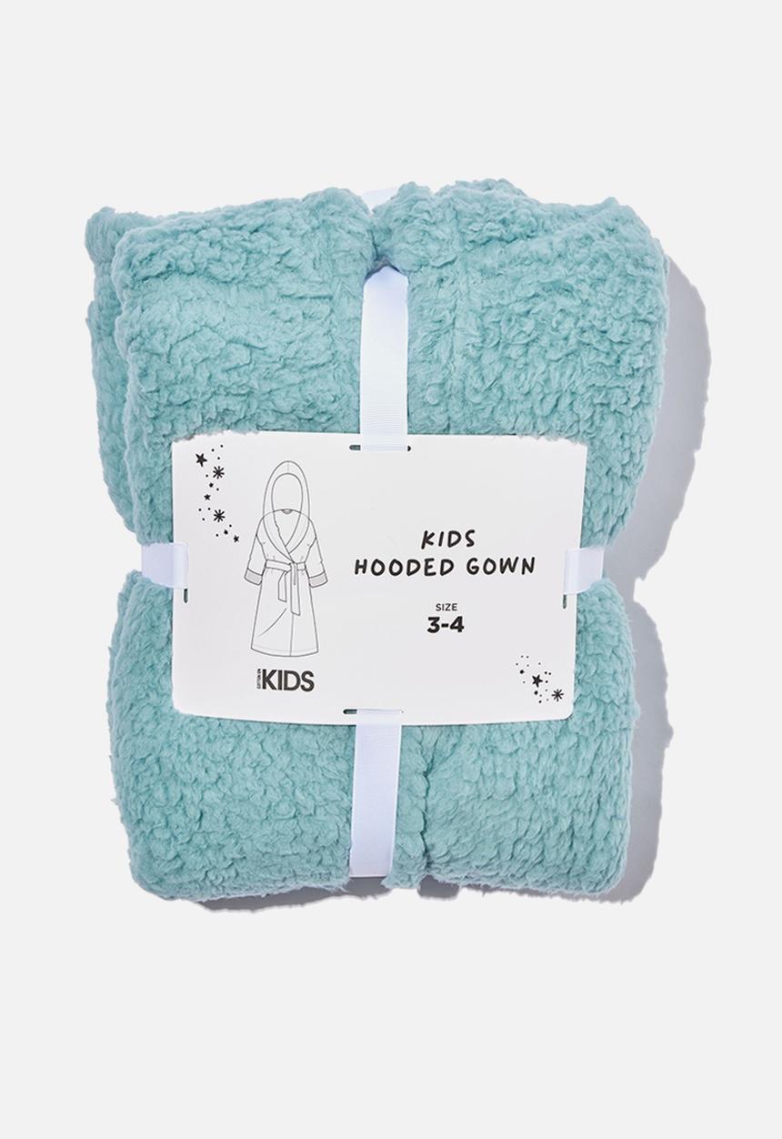 Cotton On - Boys hooded long sleeve sherpa gown - rusty aqua