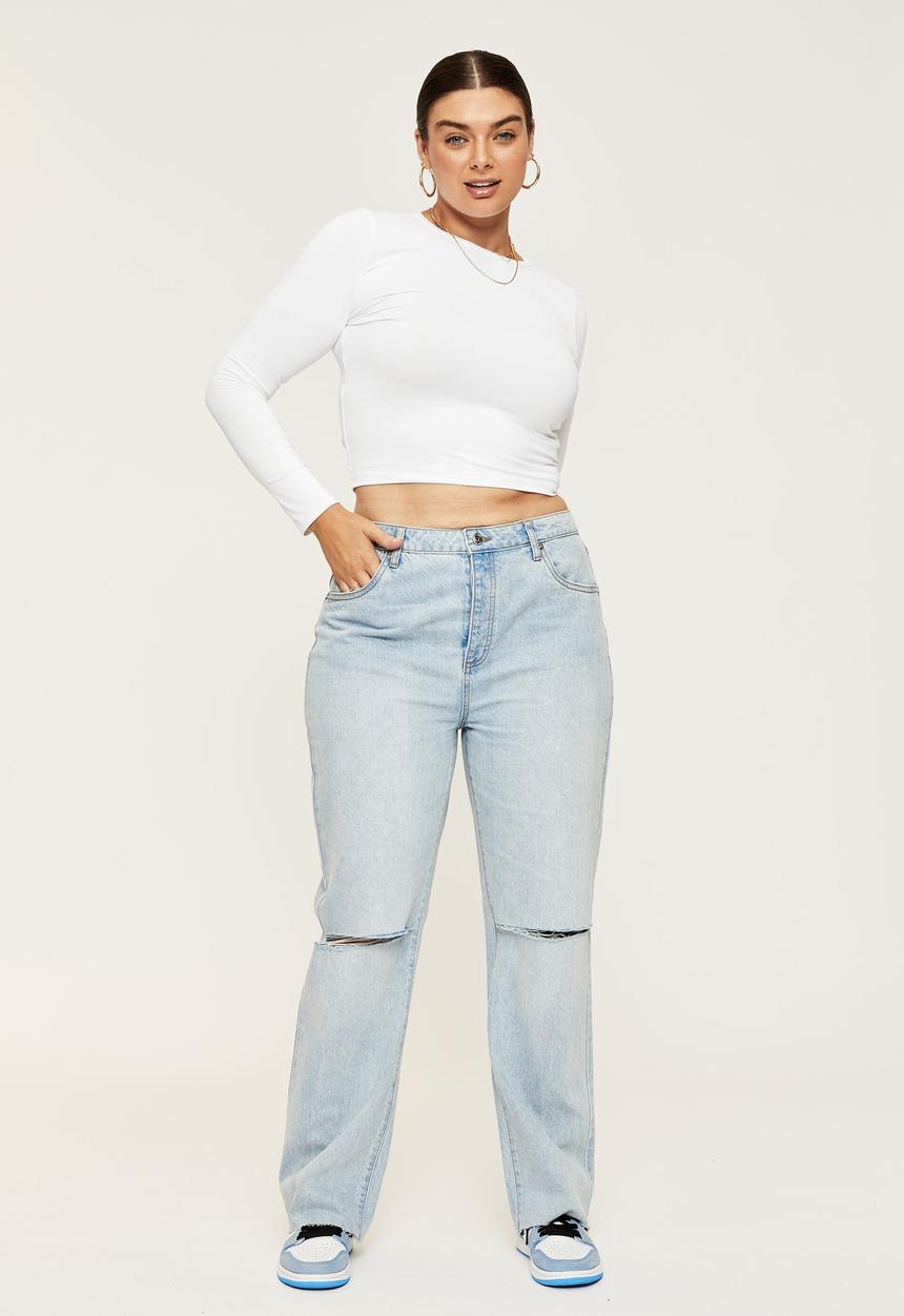 Supré  - Straight leg ripped jean - caribbean blue rip