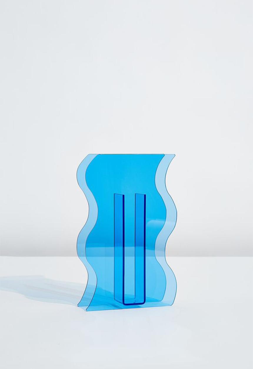Typo - Acrylic vase - clear blue wave