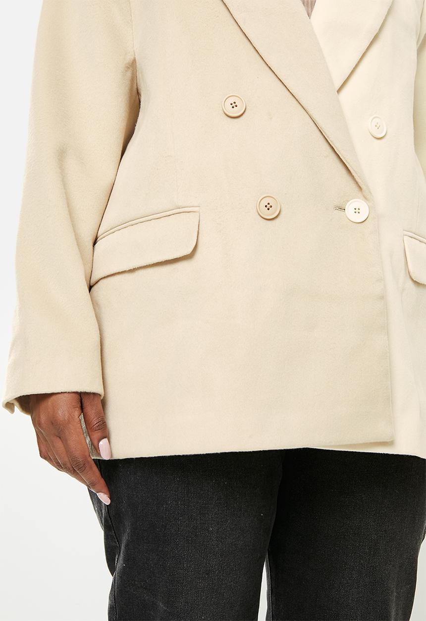 Missguided - Plus spliced boyfriend fit blazer - stone