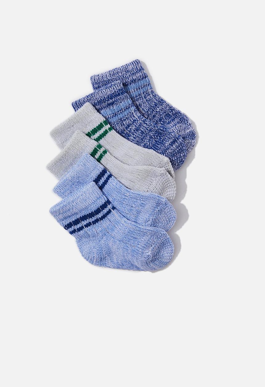 Cotton On - 3pk baby socks - dusk blue/retro blue retro twist
