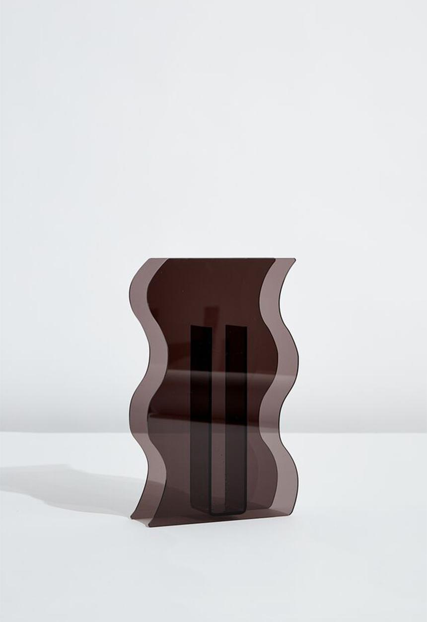 Typo - Acrylic vase - smokey grey wave