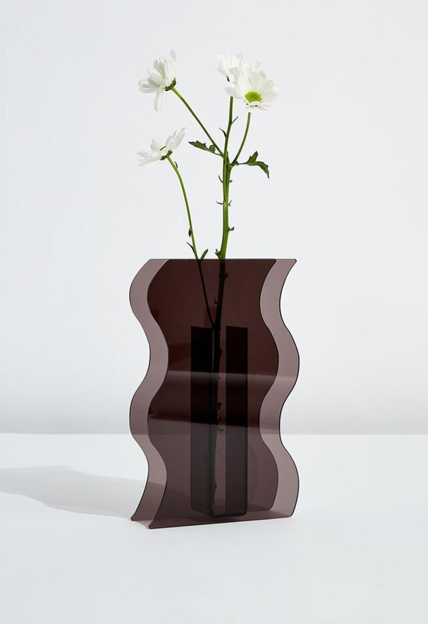 Typo - Acrylic vase - smokey grey wave