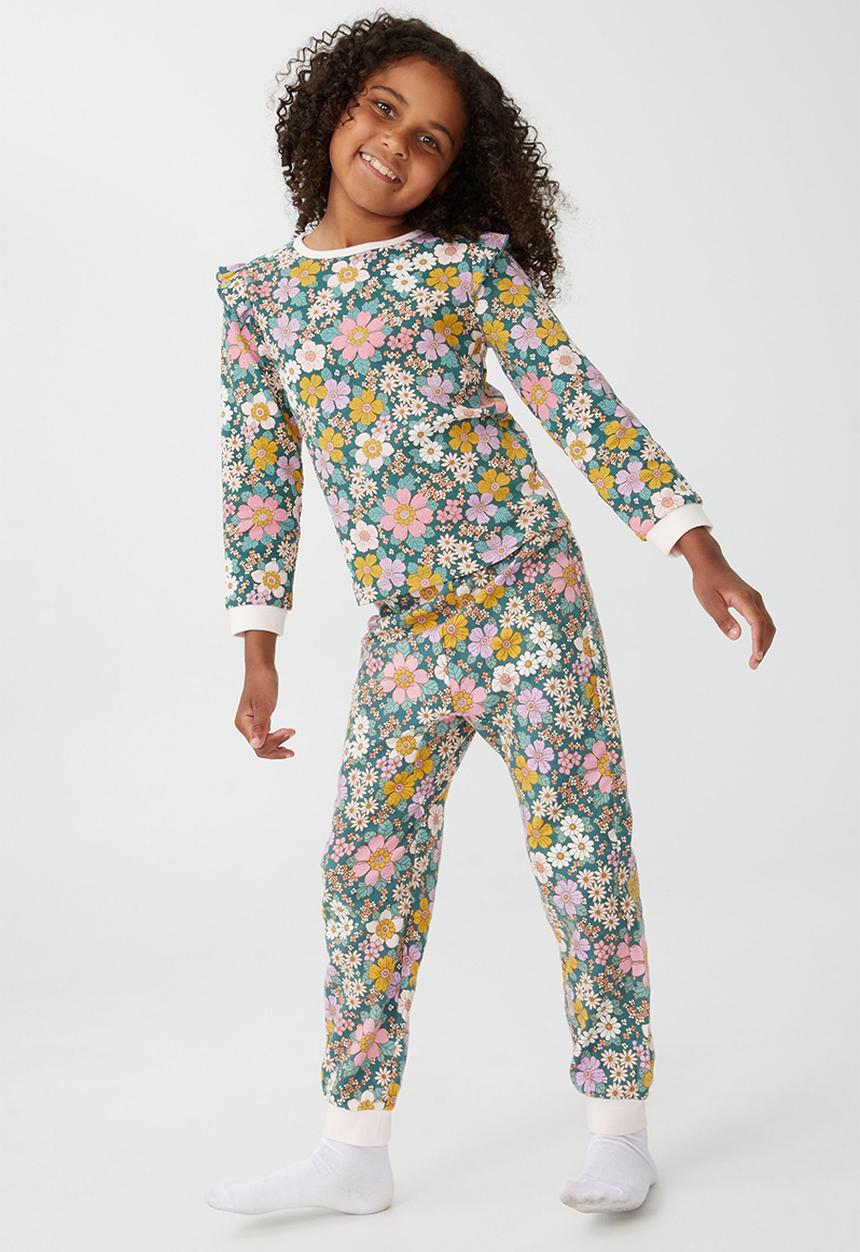 Cotton On - Edith long sleeve flutter pyjama set - turtle green