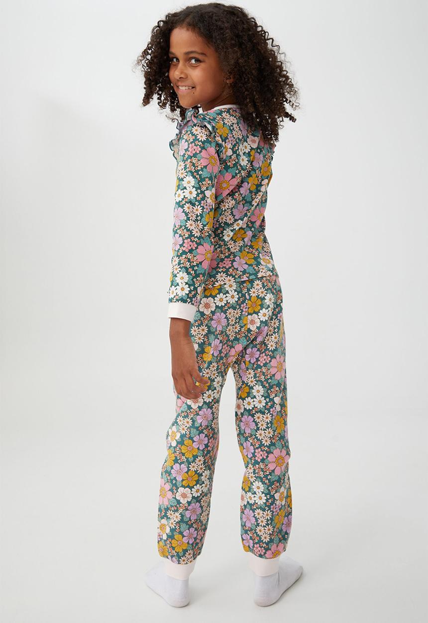 Cotton On - Edith long sleeve flutter pyjama set - turtle green