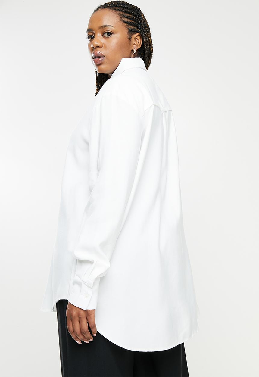 Me&B - Plus high collar shirt - white