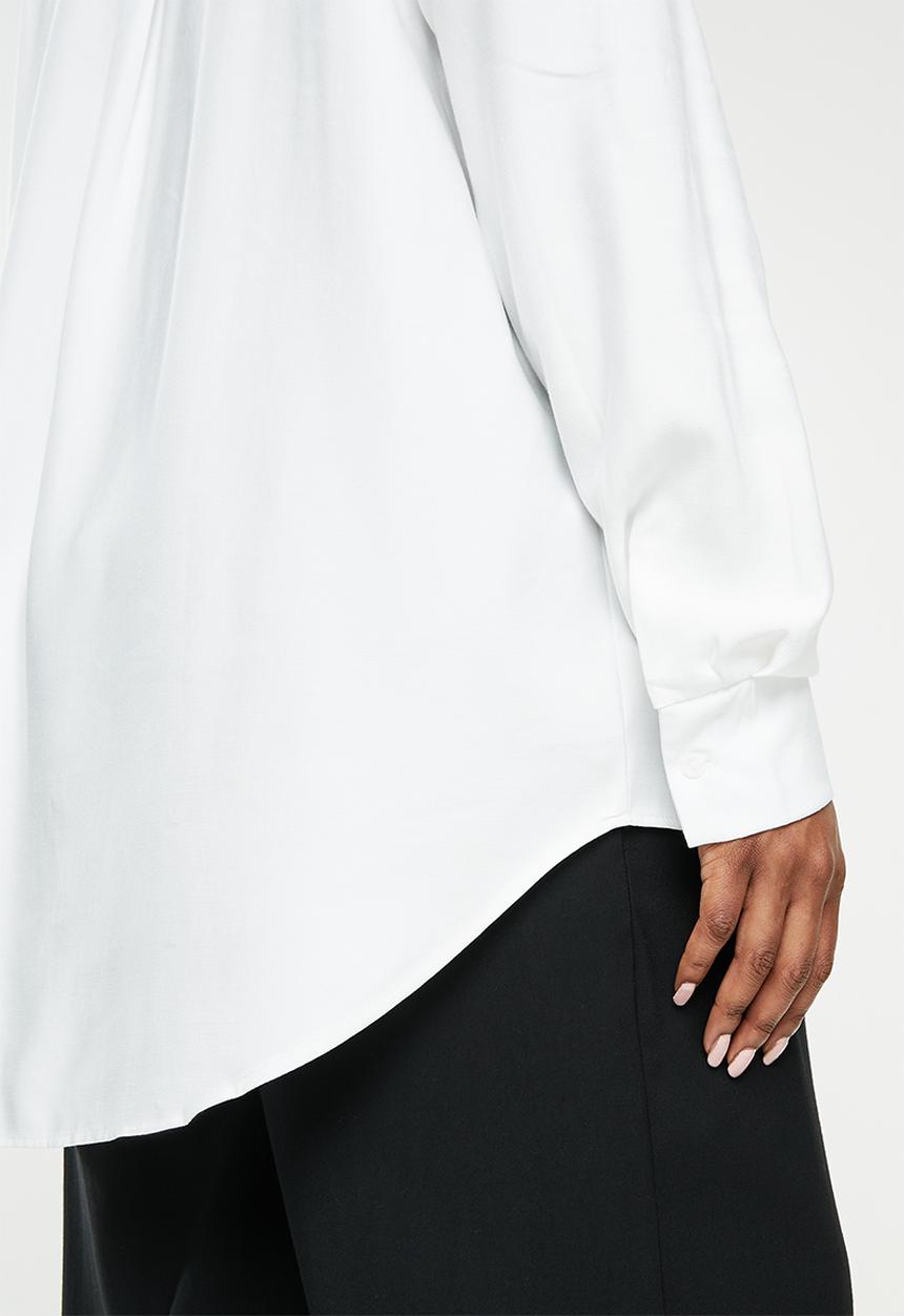Me&B - Plus high collar shirt - white