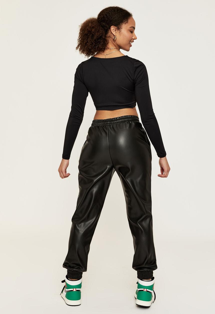 Supré  - Vegan leather jogger pant - black