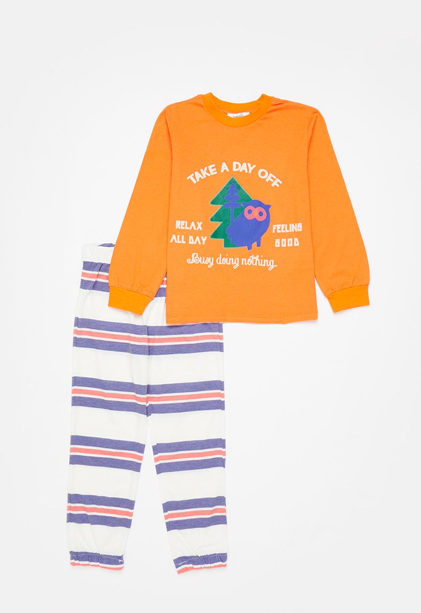 Trendyol - Long sleeve printed pyjamas - orange
