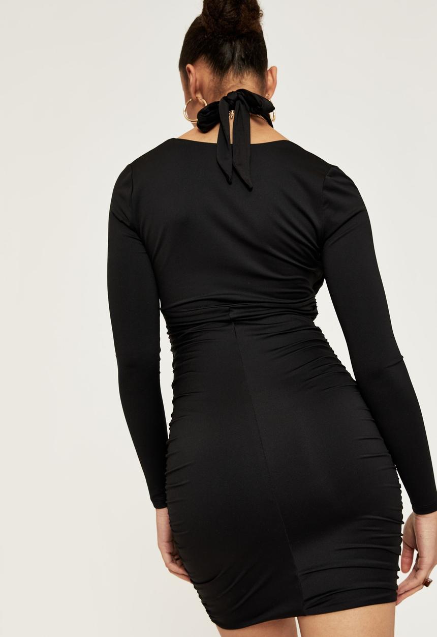 Supré  - Melody long sleeve ruched dress - black