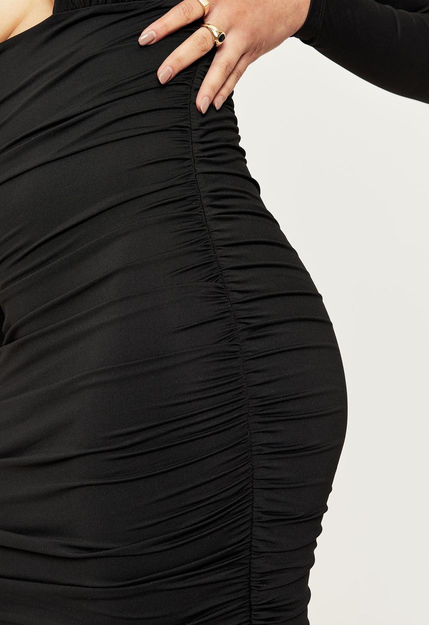 Supré  - Melody long sleeve ruched dress - black