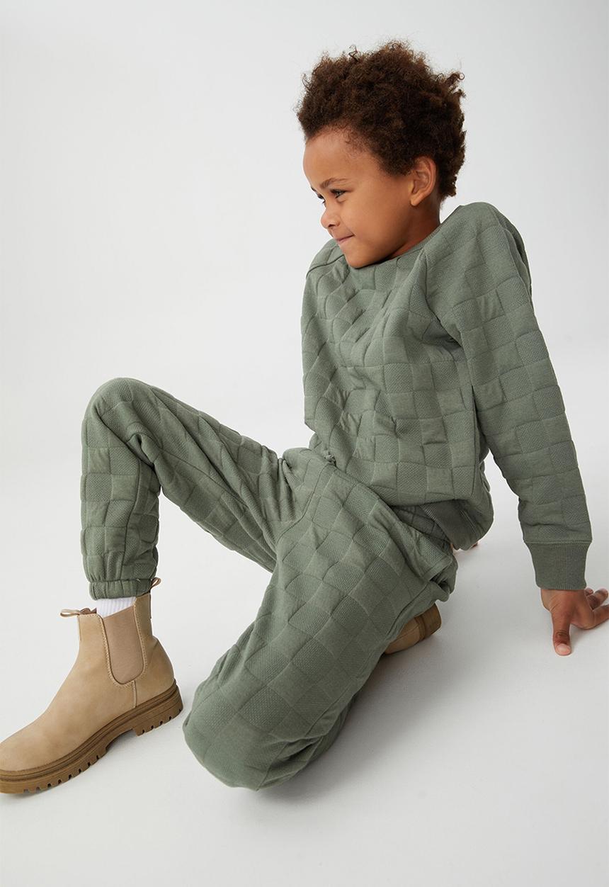 Cotton On - Corey trackpant - swag green/checkerboard jacquard