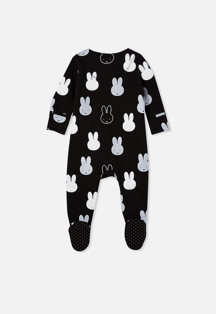 Cotton On - The long sleeve zip romper lcn - lcn mif black/mono miffy
