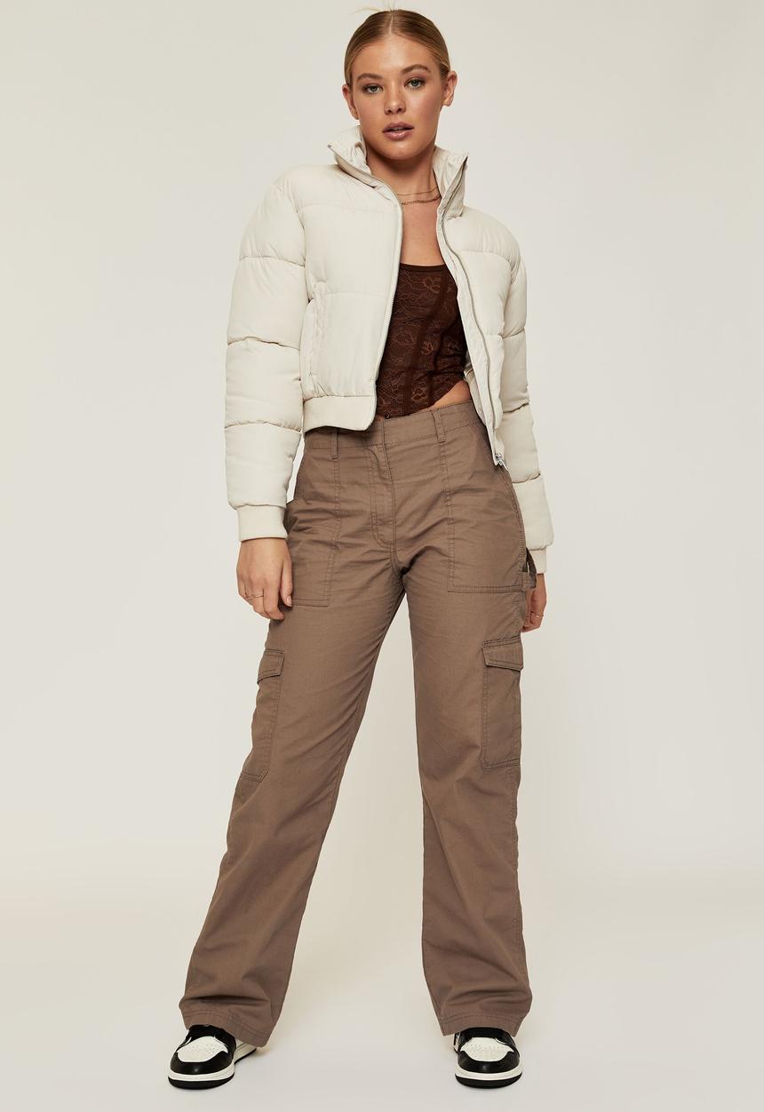 Supré  - Cody cropped puffer jacket - cookies and cream