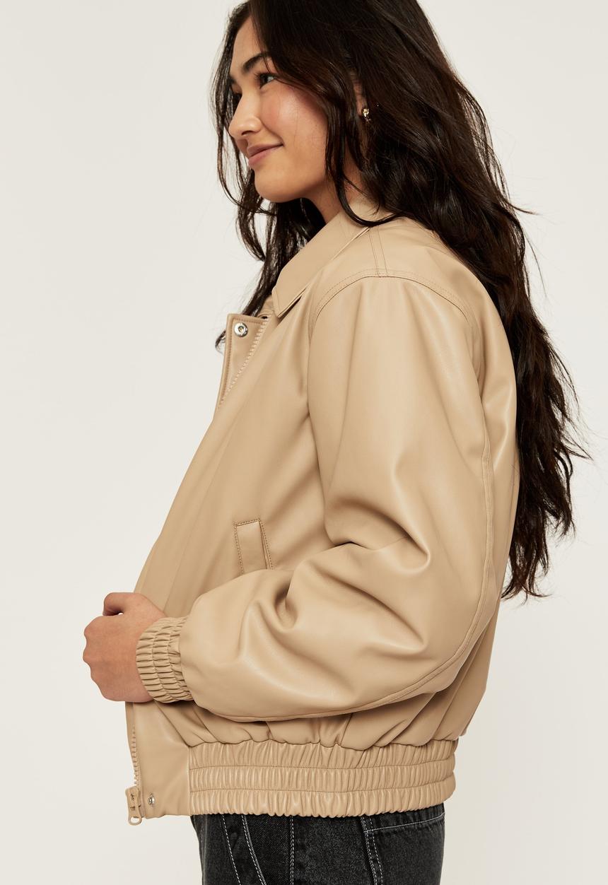 Supré  - Vegan leather bomber jacket - coco whip
