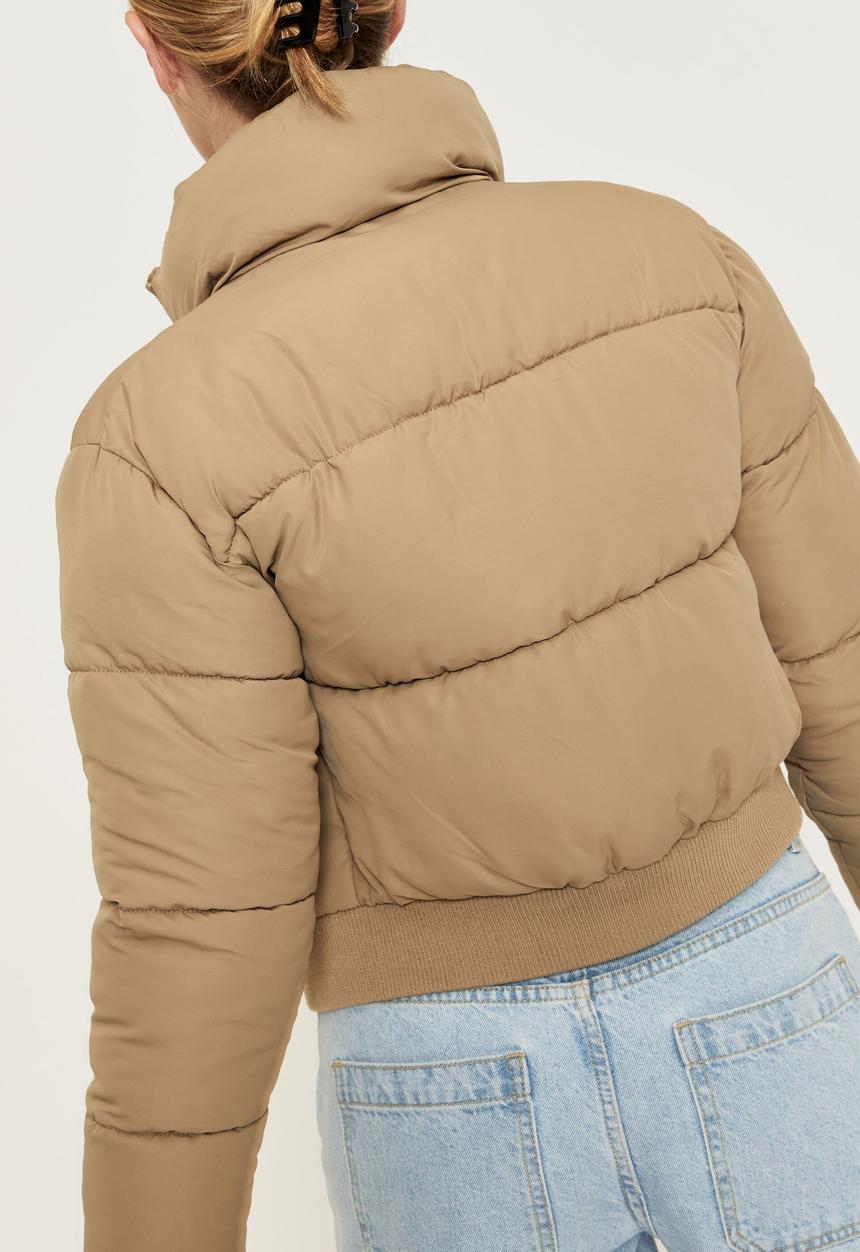 Supré  - Cody cropped puffer jacket - pale khaki
