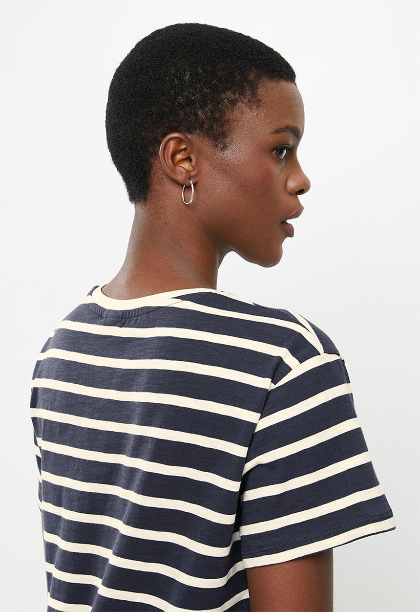 POLO - Wmn short sleeve stripe tee - navy & white