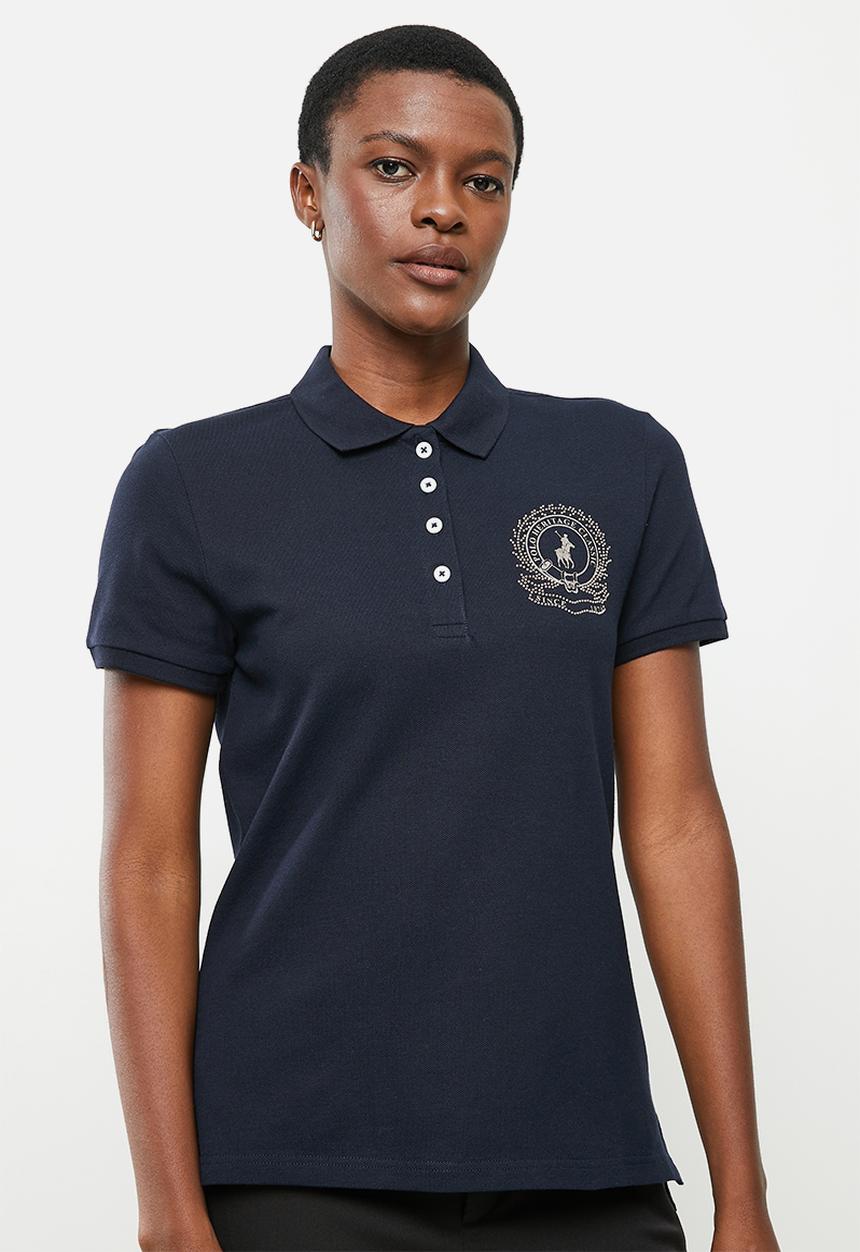 POLO - Wmn short sleeve nailhead golfer - navy