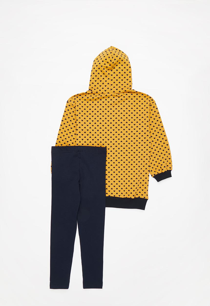 Pop Candy - Longer length hoodie & legging set - mustard & navy