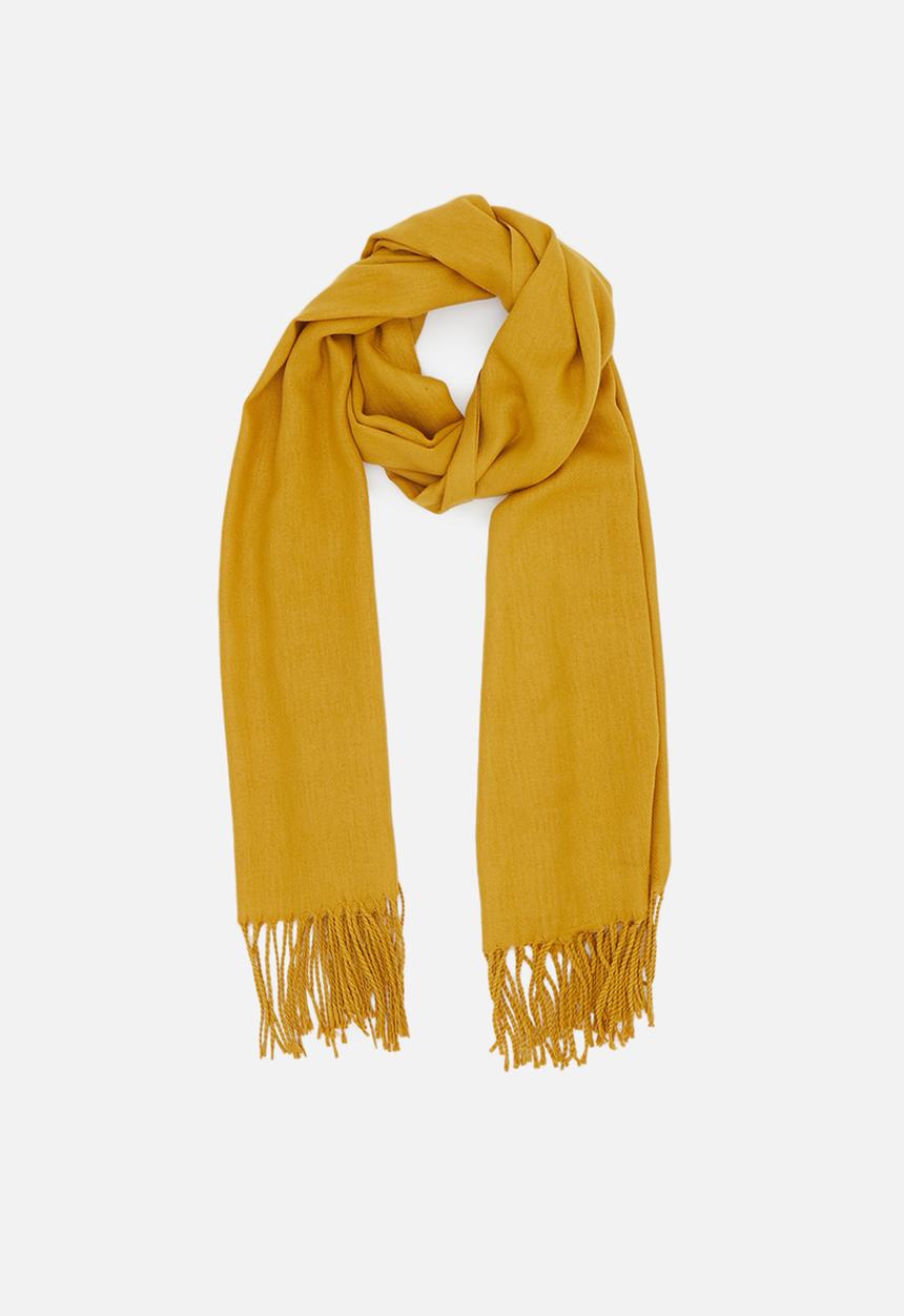 edit - Fringed long length scarf - mustard