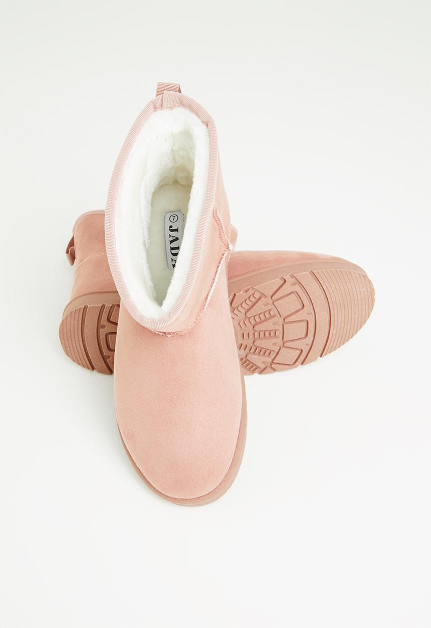 Jada - Faux shearling ankle bootie - blush