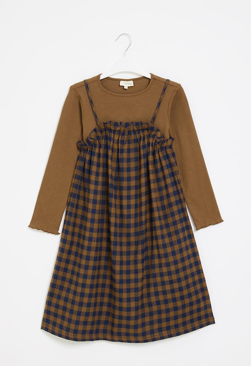 Superbalist Kids - Check dress and T-shirt set - brown
