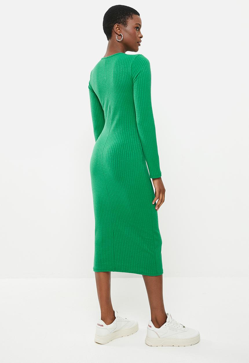 Me&B - Ribbed midi dress - emerald green