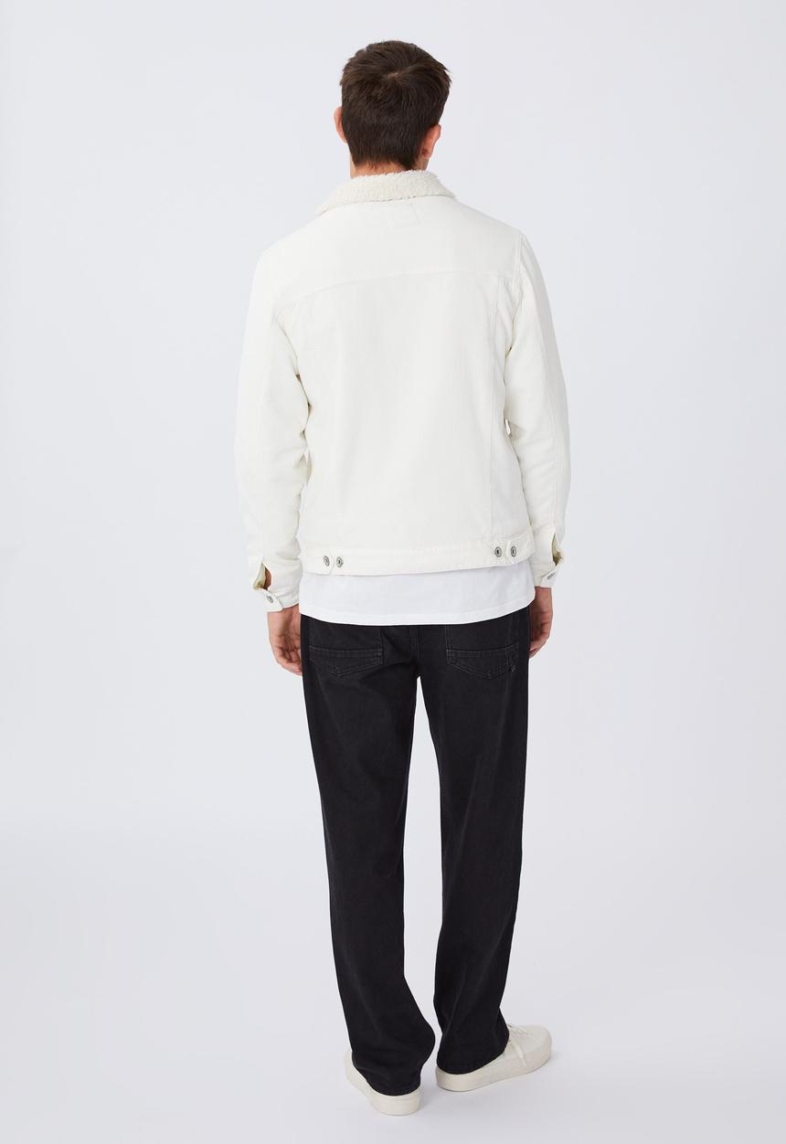 Cotton On - Borg denim jacket - ecru cord