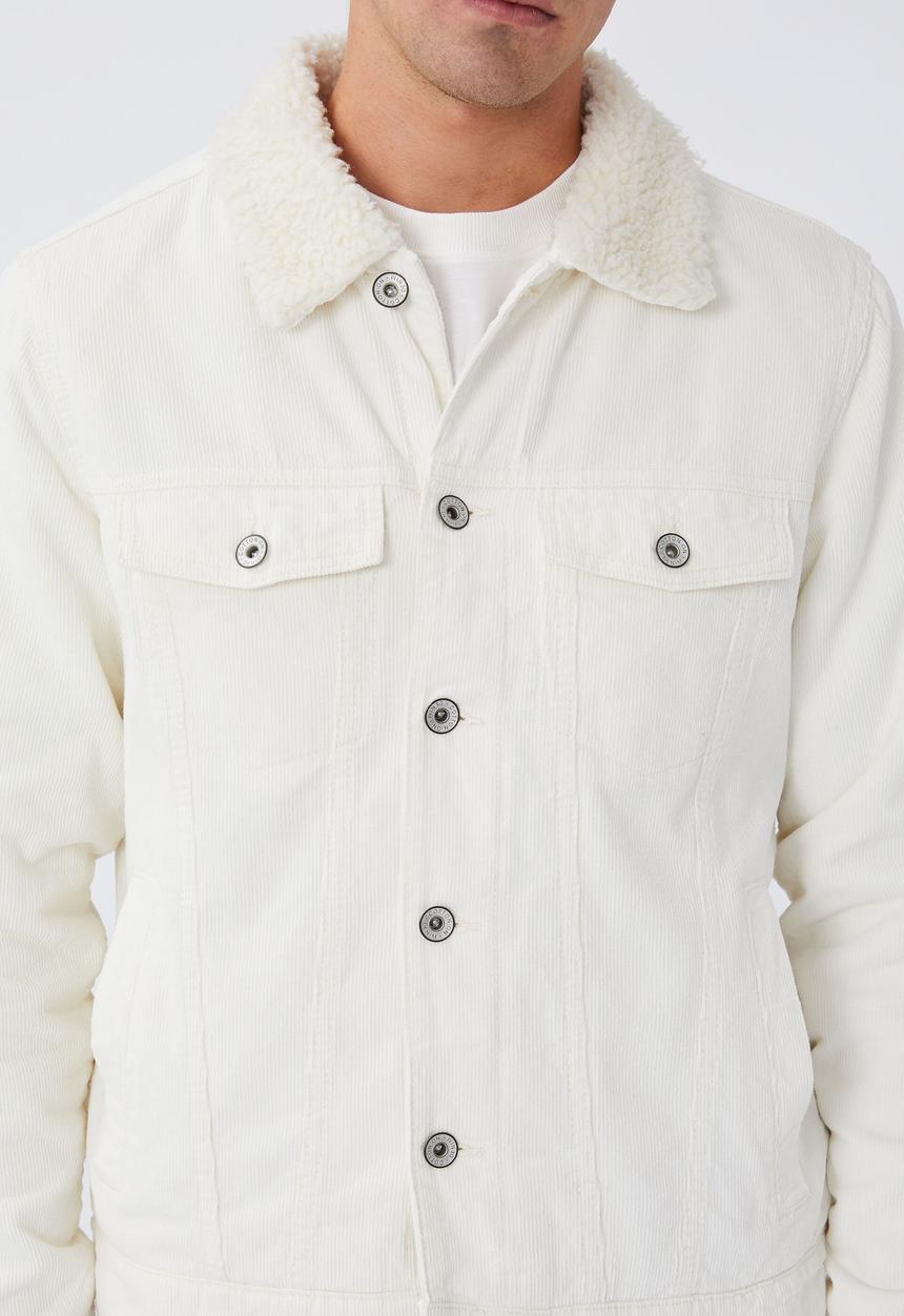 Cotton On - Borg denim jacket - ecru cord