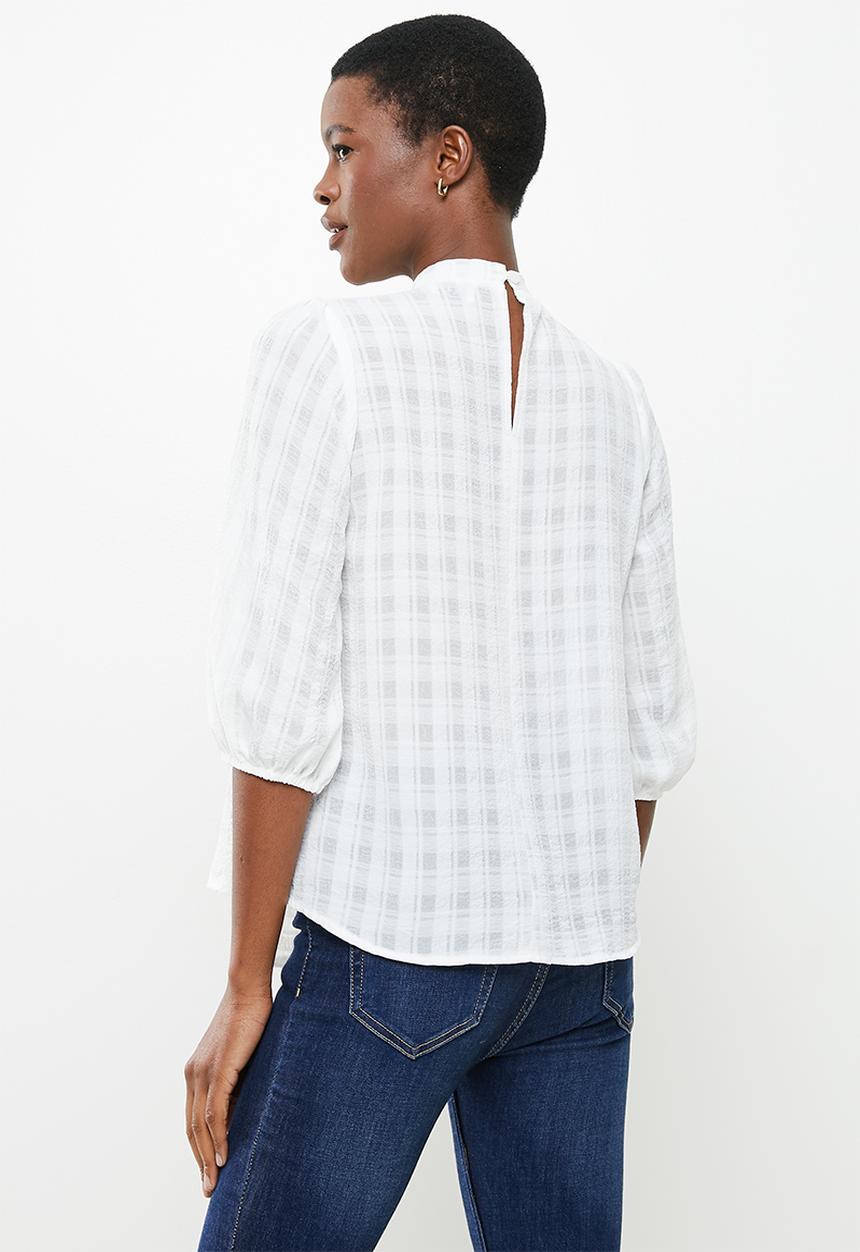 Me&B - Neck tie blouse - white