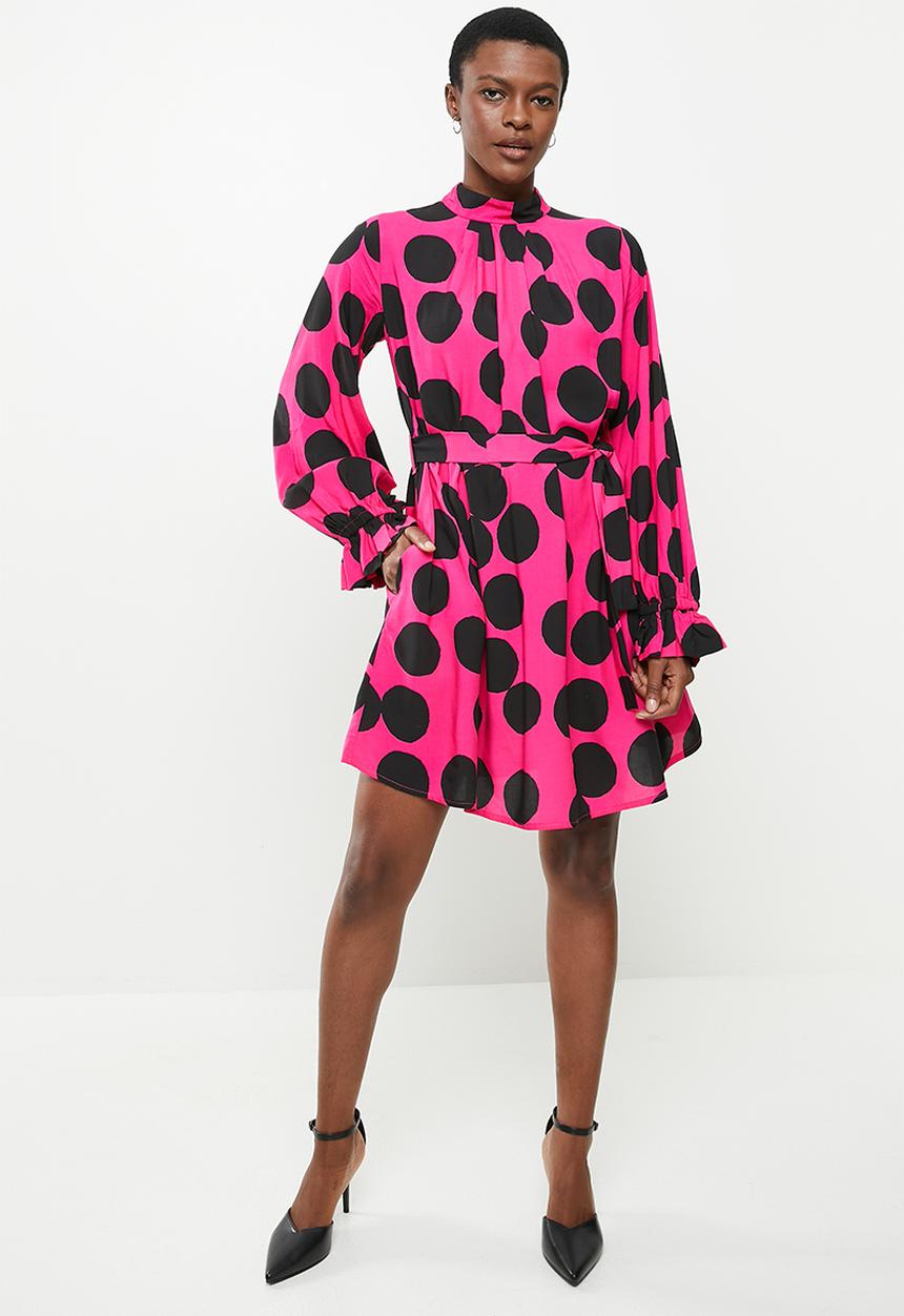 Me&B - Printed viscose challis dress - pink & black