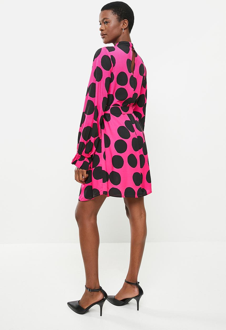 Me&B - Printed viscose challis dress - pink & black