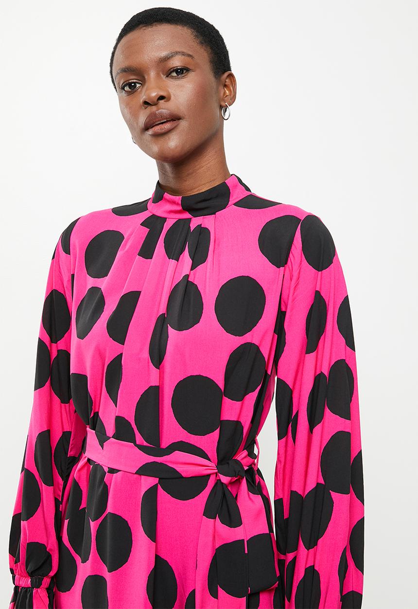 Me&B - Printed viscose challis dress - pink & black