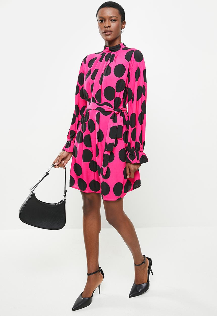 Me&B - Printed viscose challis dress - pink & black