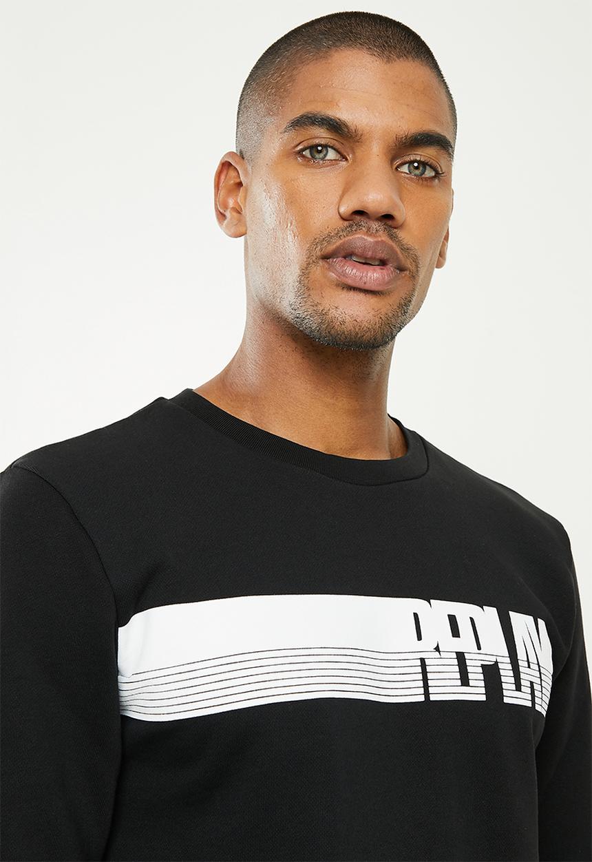 Replay - Replay side printed logo sweat crew - black
